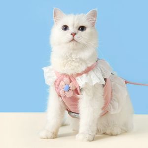 Kitten skirt Pink pet clothing leash Adjustable anti-break chest harness vest style dog leash