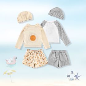 Customized Summer Baby Clothing Set Children's Two Piece Boys' Swimsuit Sun Care Long Sleeves UPF50+ Kids Swimwear