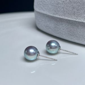 Real gold Ear Studs Golden South Sea Pearl Earrings 18K Round New Jewellery Engagement Fancy AU750 Gift For Ladies