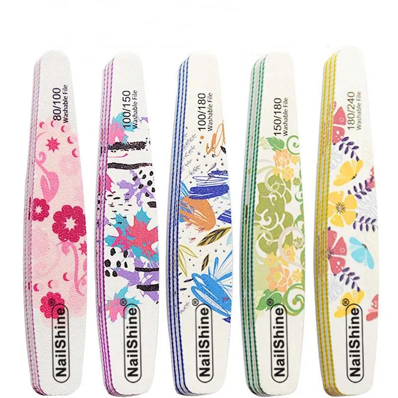 Custom 80-240 Grit Washable Drop Nail Files Sanding Buffer  Care Manicure Pedicure Professional Beauty Tools Nail Accessories