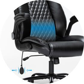 High Back PU Leather Executive Office Chair with Flip-up Arms Tilt Function, Ergonomic Executive Desk Chair