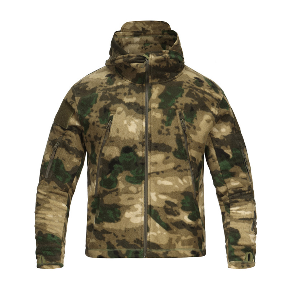 Hot Selling Tactical Men's Green Fleece Jacket Outdoor Sports Hoodie Hiking Cold Proof Coat
