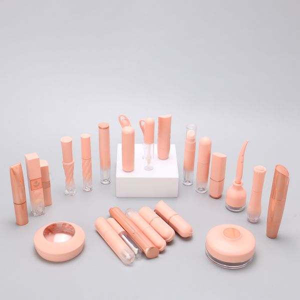 Customized Nude Color Plastic Cosmetics Container Empty Lip Gloss Lip Balm Bottle Unique Design Makeup Packaging Tubes