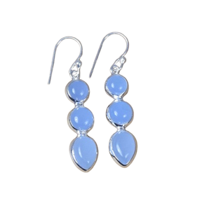 Solid 925 Sterling Silver Chalcedony Handmade Classic Girls Earrings Fine Silver Jewelry Natural Gemstone 925 Stamp Jewelry