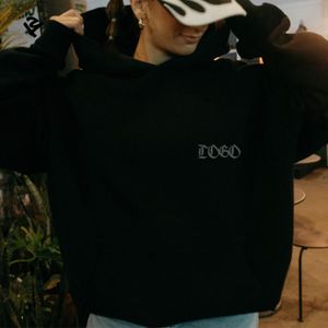 F240470 Women's Clothing 2024 Clothing Manufacturers Custom Gothic Embroidered Streetwear Oversize Long Sleeve Hoodie Sweatshirt