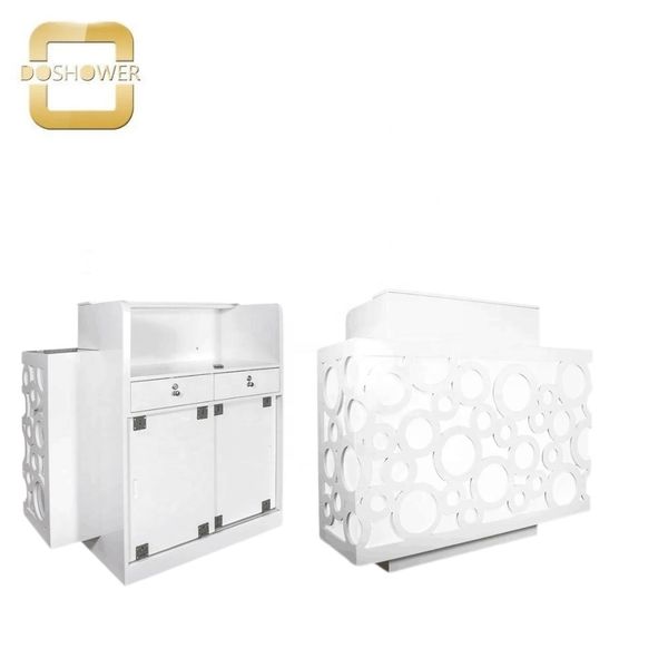 Led Light Reception Counter Nail Salon for Manicure Furniture Diamond Reception Desk of White Front Desk