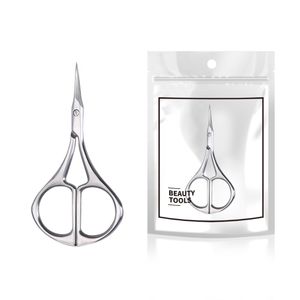 Professional Eyebrow Hair Trimming Brow Scissors Original Silver Color Stainless Steel Makeup Scissors with Curved Sharp Blade