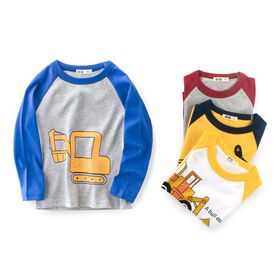 Wholesale new developed Boys Two-Color Number Long Sleeve Printing Cartoon Boys T Shirts Sweater fleece pullover