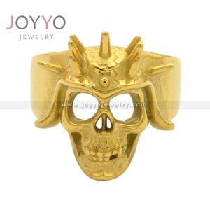Advanced Design Punk Skull Shape Fine Jewelry Anillos Acero Inoxidable Biker Stainless Steel 14k Gold Silver Plated Ring