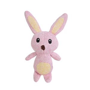 Stock wholesale durable cute pink crinkle funny bunny plush stuffed squeaky chew dog luxury toy
