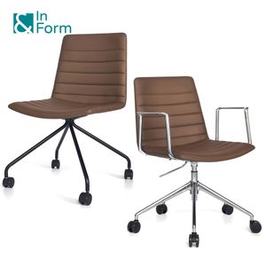 Multi-purpose Contract Furniture High-end PU Leather Upholstered 4 Star Armless Office Boardroom Meeting Room Chair