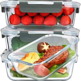 Food Fridge Storage Box Glass Food Containers Design Small Square Refrigerator  glass  Containers Set
