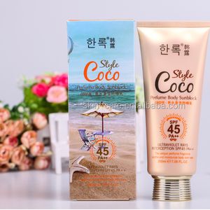 Hanlu SPF 45 perfume body UV whitening sunbolck cream private label