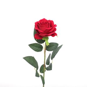 China Artificial Flower Factory Wholesale Bulk Artificial Single Branch Silk And Velvet Valentine's Day Rose Big Flowers