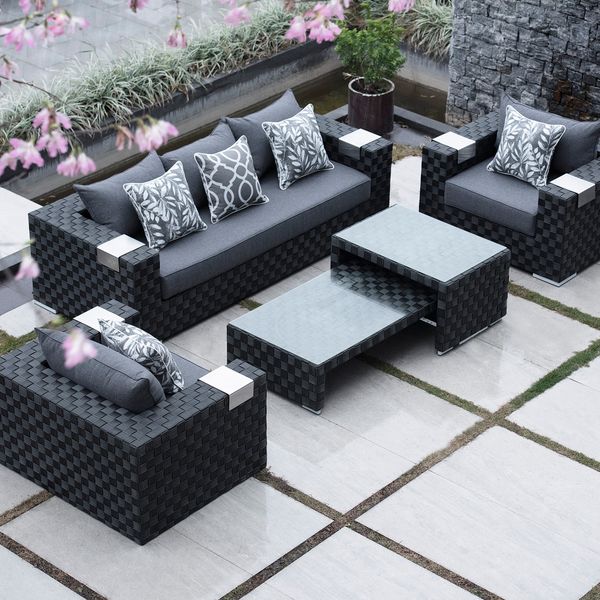 VillaBella Hotel Furniture Outdoor Couch Leisure Garden Sets Modern Outdoor Furniture PE Rattan Garden Sofa