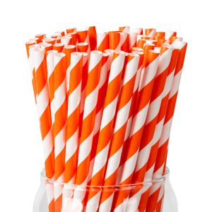 10000 PCS/CTN Biodegradable Food Grade Orange Juice Color Striped Pattern Paper Drinking Straw