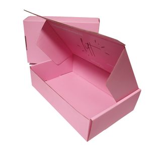 LOW MOQ Corrugated Recyclable Custom Logo Pink Gift Packaging Paper Postal Paper Mailing Shipping Boxes for Small Business
