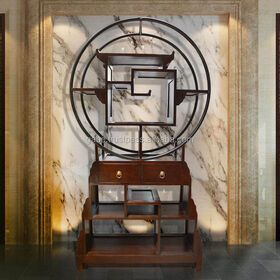 Cabinet Book Rack Oriental Model ''G'' Mahogany Wood Furniture, Antique Furniture Style Handmade from Indonesia