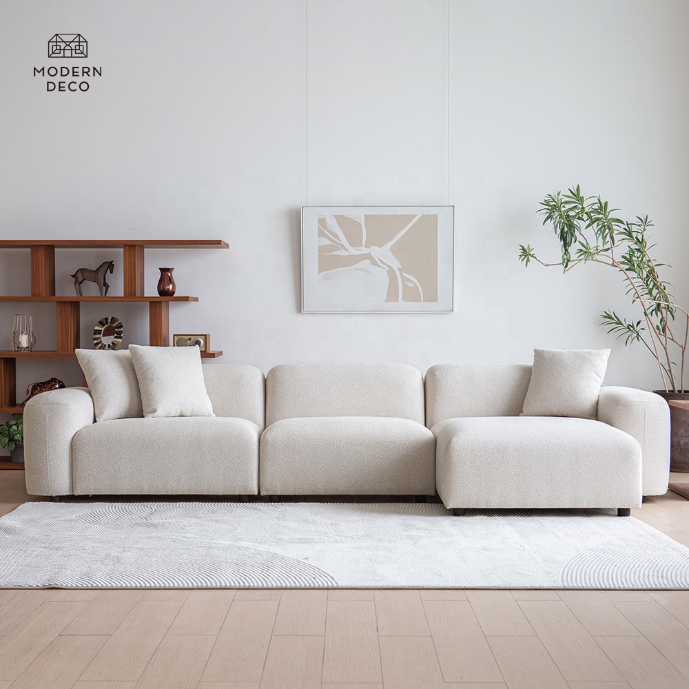 custom made Spill-resistant boucle modular sofa couch white beige cream ivory grey black pink producer 2024 best new