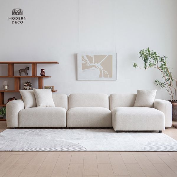 custom made Spill-resistant boucle modular sofa couch white beige cream ivory grey black pink producer 2024 best new