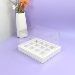 XJH 6/12/24 Holes Clear Plastic Cupcake Dessert Shooter Box Mini Square Circular Dessert Cup Cake Boxes for Bakery Food