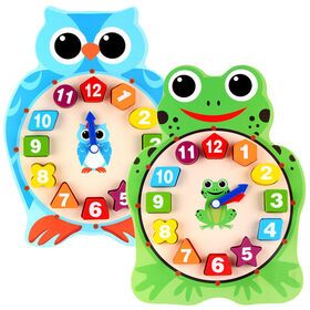 Eurolucky 12 Number Baby Wooden Toys Digital Geometry Clock Blocks Toys Preschool Learning Montessori Educational Toy