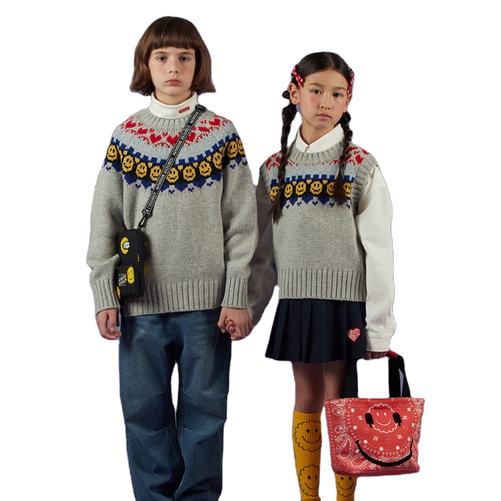 Wholesale Hooded Baby and Kids Sweaters Casual Knitted Fabric Spring Print Design for Children