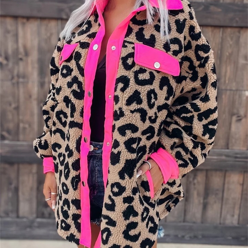 Suizhou Bochi Trade Co., Ltd. 2023 Autumn Winter Women's Coats Leisure Plush Girls Jackets Clothes Leopard Pattern Coat Jacket For Ladies