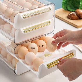 Household Fridge Organizer Automatic Rolling Plastic Egg container Refrigerator Egg holder Storage box Drawer Egg Tray