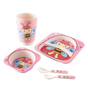 Cartoon Children's Square Cute Bowl with Spoon Kids Dining rPET Tableware Feeding Set