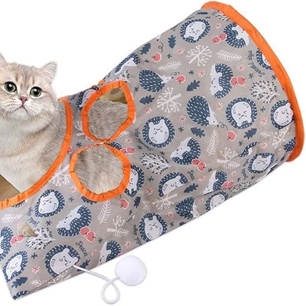 Foldable Cat Cave Tunnel Drill Play Bag Interactive Pet Toy with Mouse Pendant