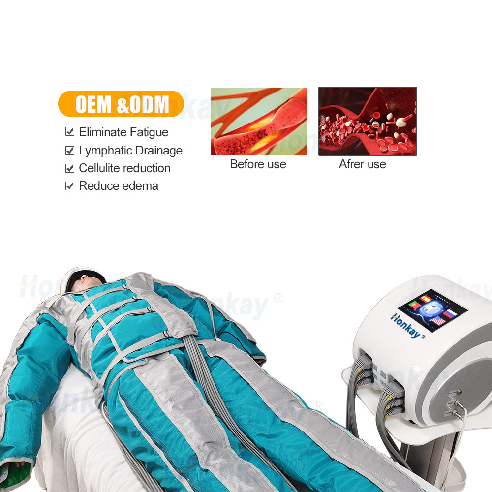 Guangzhou Huang-Kai Technology Co., Ltd. Infrared Heated 24 Airbags Suit Independently Body And Eyes Massage Presoterapia Machine For Salon Or Clinic