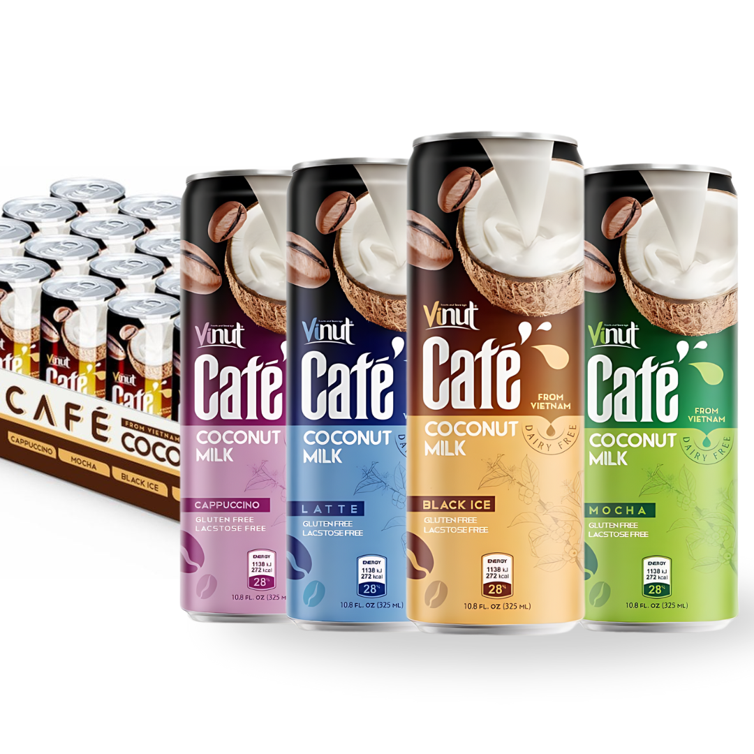NAM VIET FOODS AND BEVERAGE JOINT STOCK COMPANY Coconut Milk Coffee Drink 320ml VINUT| Latte, Black, Cappuccino, Mocha, Free Design, Free Sample, Wholesale Supplier OEM/ODM