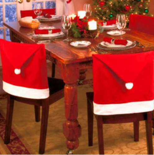 Ma'anshan Tengyuan Import And Export Trade Co., Ltd. Christmas Chair Covers Santa Hat Chair Back Covers Red Xmas Dining Chair Slipcovers for Dining Holiday Christmas Decorations