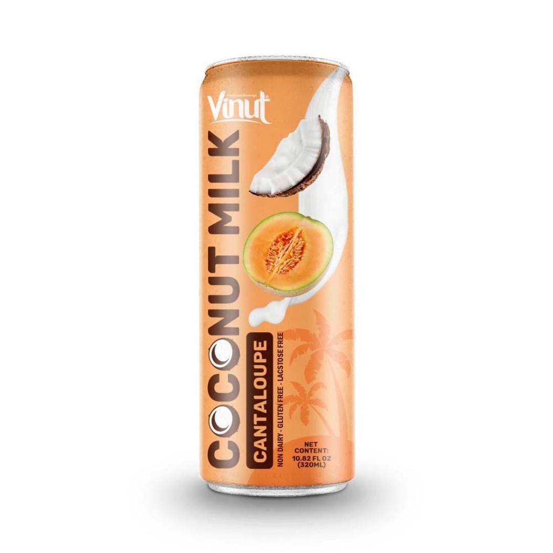 NAM VIET FOODS AND BEVERAGE JOINT STOCK COMPANY Coconut Milk w Cantaloupe | 320ml (Pack of 24) VINUT, Plant Based, Non-GMO, No Added Sugar, Essential Electrolytes, OEM ODM