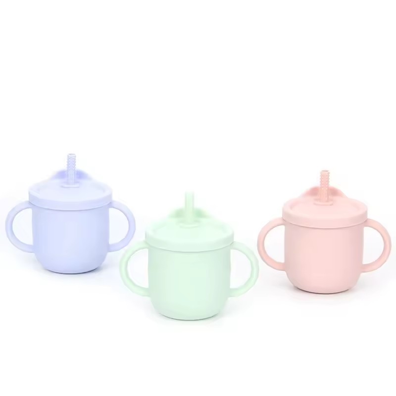 Cixi Ebridge Imp. & Exp. Co., Ltd. Food-grade Wholesale Eco-Friendly BPA Free Silicone Snacks with handle Detachable Infant Drinking Cup