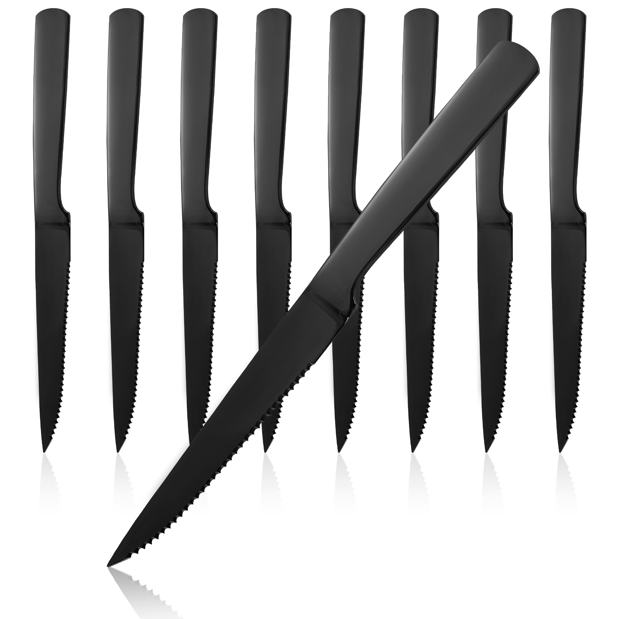 Wholesale High Quality Silverware Stainless Steel Flatware Serving Steak Knives Cutlery Black 8-pieces Knife Set For Restaurant