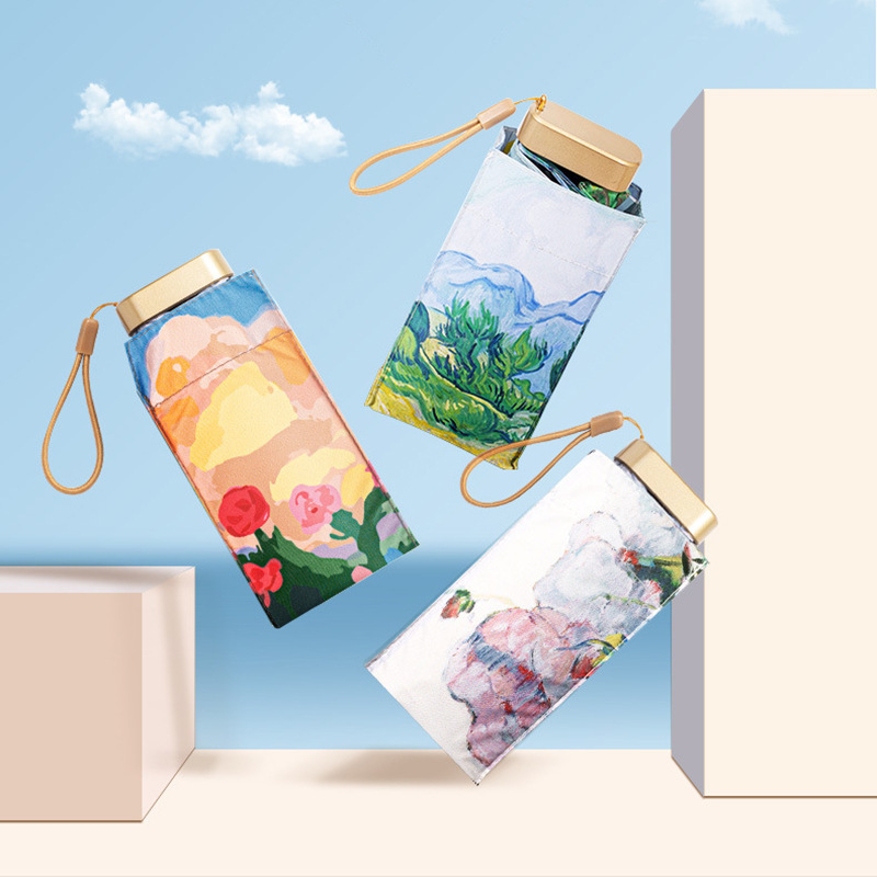 Avenoir Housewares (Sichuan) Co., Ltd Wholesale Cool Compact Mini Painting Ultra-light Sunshade UV Protection Waterproof Auti-UV Sunny And Rainy Dual-use Umbrella