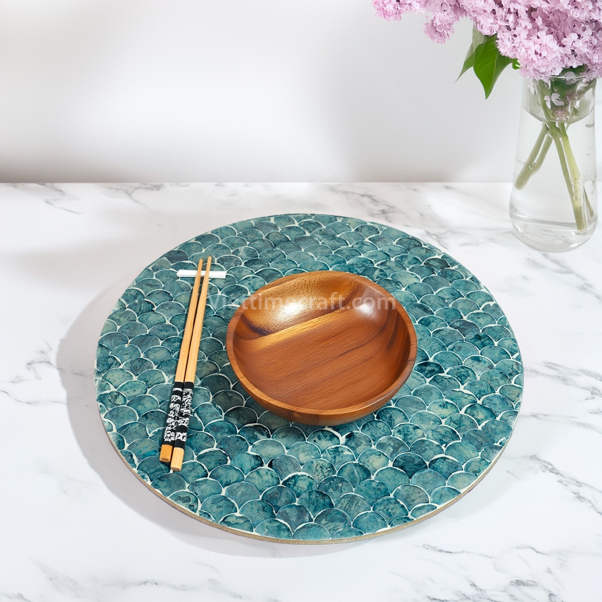 INDOCHINA CREATIVE INVESTMENT AND DEVELOPMENT JOINT STOCK COMPANY Gift Set Set Of 6 Fish Fin Pattern Mat And Pads, Serving Placemat Table Decoration Viettimecraft Wholesale