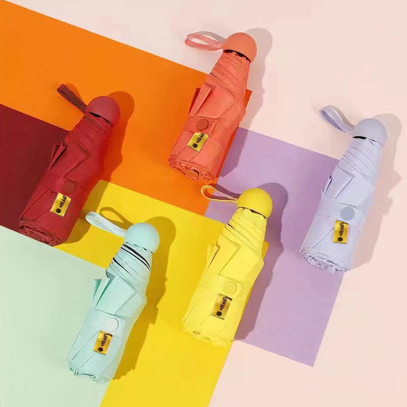 Avenoir Housewares (Sichuan) Co., Ltd Custom Logo Mini Gifts Capsule Box Portable Manual Five Folding Waterproof Uv Protection Sunshade Umbrella