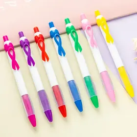 Lianzhong Plastic Hardware Co., Ltd Cheap bow ribbon plastic pen Hospital promotional Gift pen Breast Cancer promotional pen