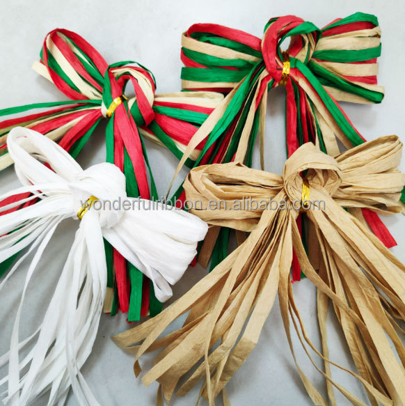 Huizhou Wonderful Packaging Materials Co., Ltd. Customizable Hot Sale Natural Rayon Raffia Ribbon Bow for Fancy Gift Wrapping Paper Decoration