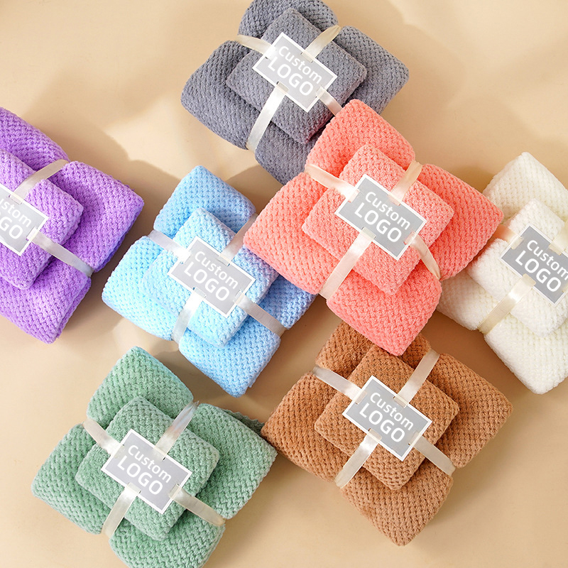 Ningbo Multi Channel Co., Ltd. MU Professional Suppliers Bath Towel 70x140 Custom Logo Thickened Absorbent Pineapple Plaid Towles Bath Towel Sets