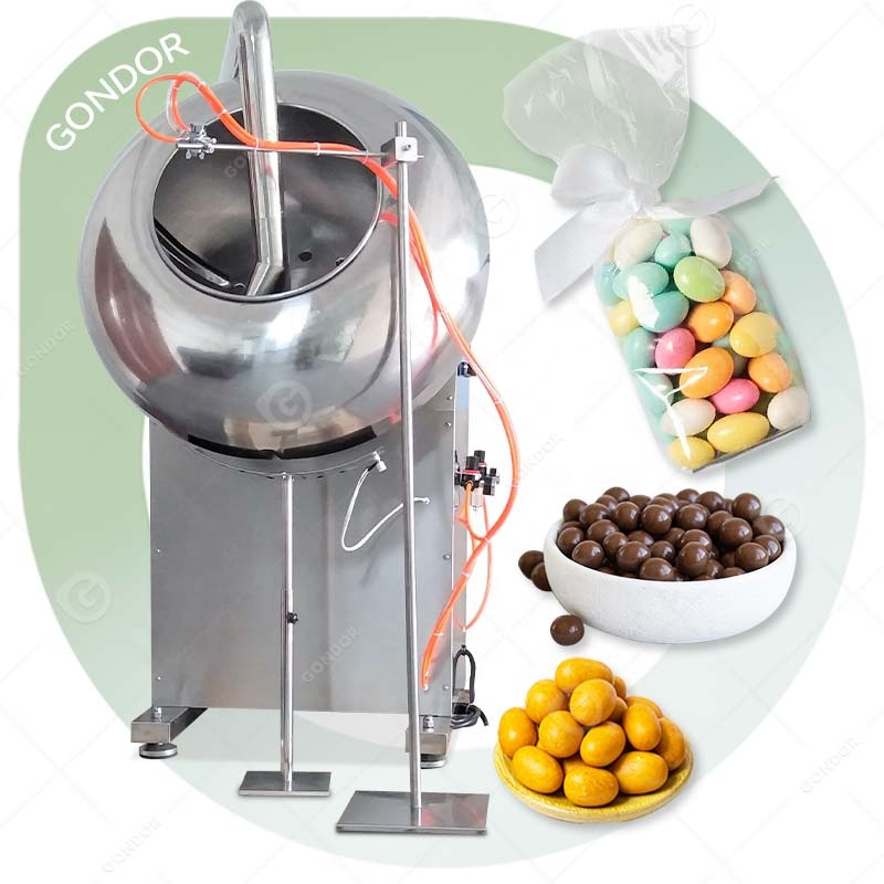 Gondor Machinery Cashew Pan System Used Tablet Small By-1000 Automatic Nut Copper Peanut Tilting Sugar Coating Machine