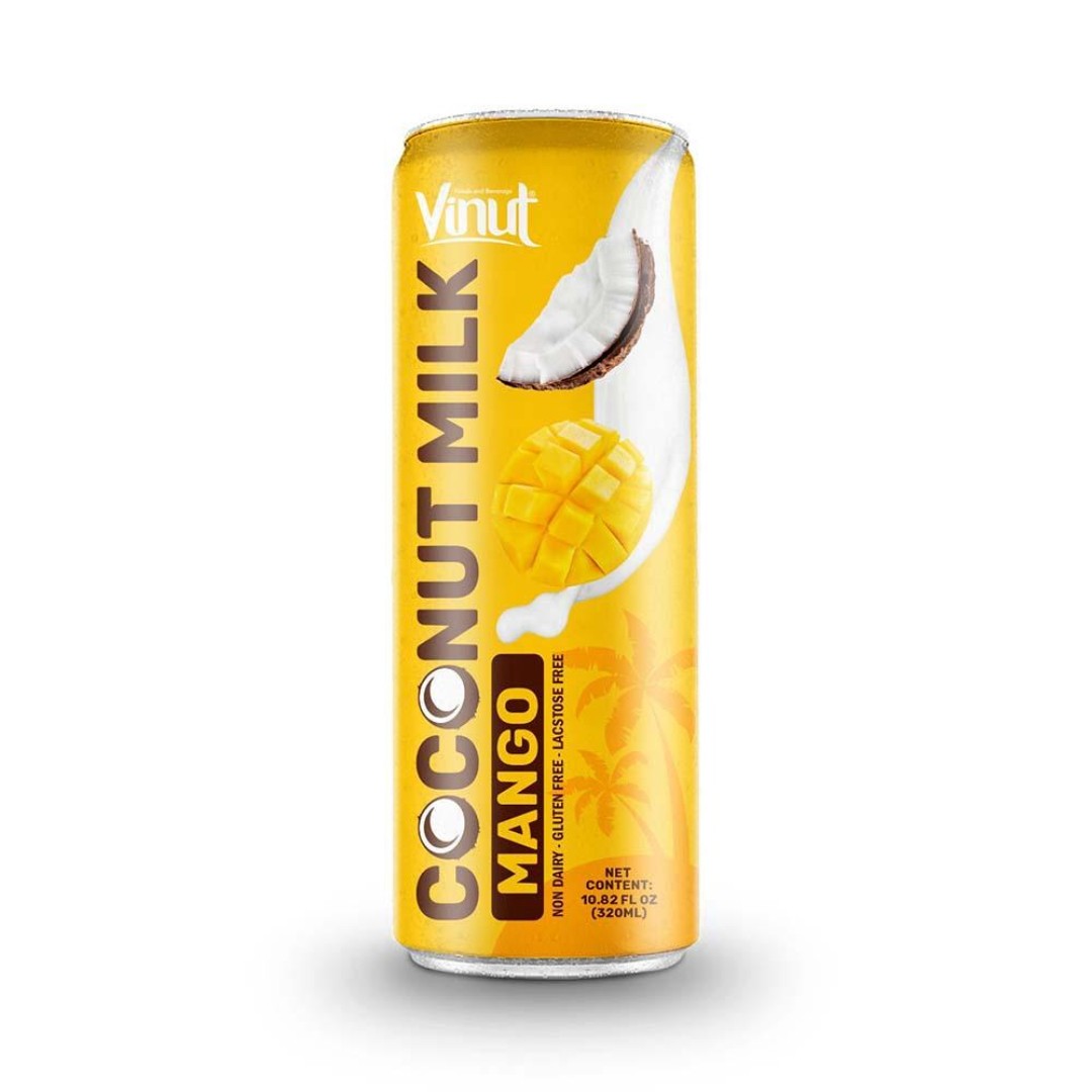 NAM VIET FOODS AND BEVERAGE JOINT STOCK COMPANY Coconut Milk w Mango | 320ml (Pack of 24) VINUT, Plant Based, Non-GMO, No Added Sugar, Essential Electrolytes, OEM ODM