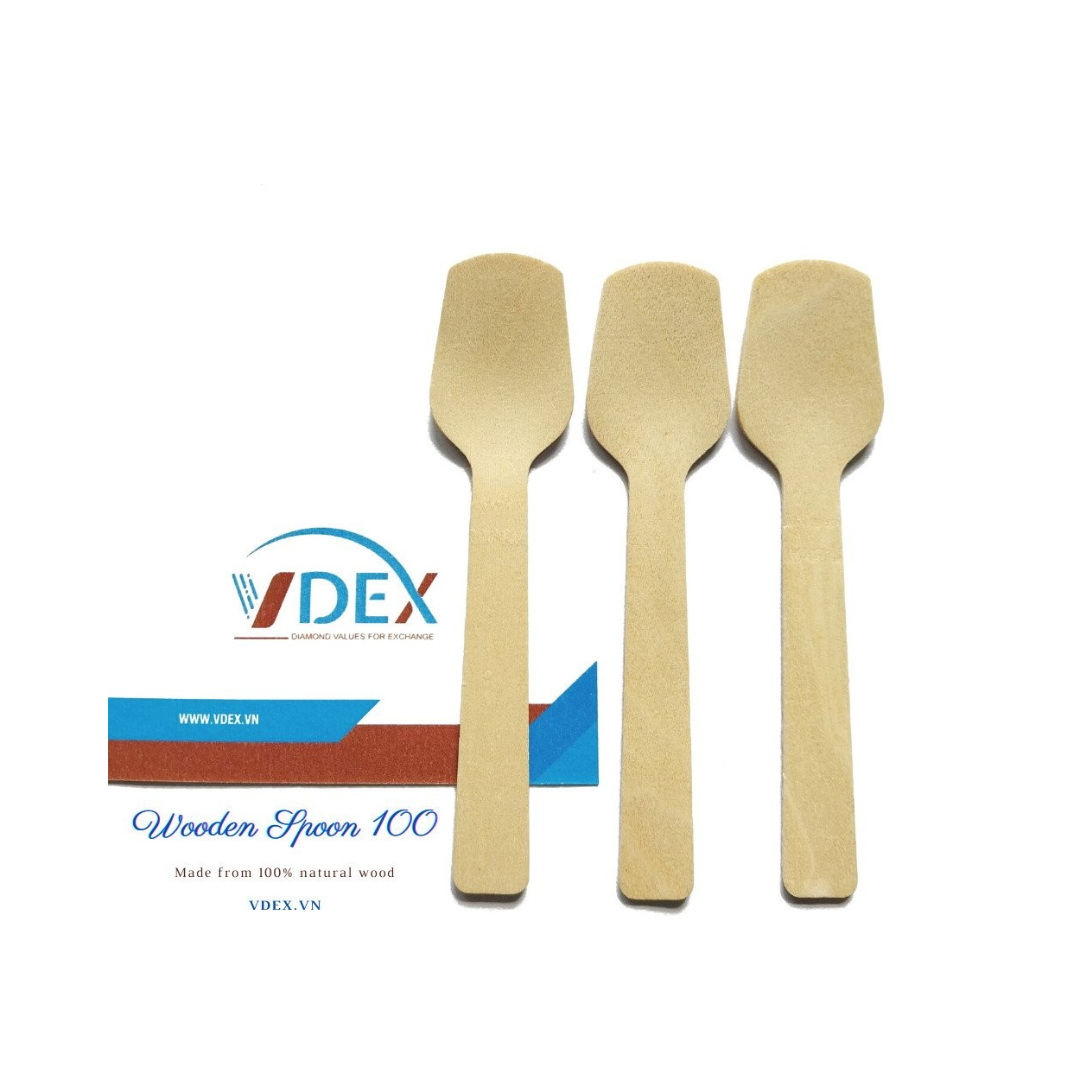 VDEX., JSC Dessert Spoon 105mm Natural Wood Spoon Wholesale Disposables Wooden Cutlery Spoon Utensils