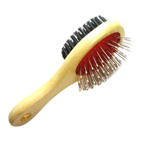 RichForth LTD Wood Handle Pet Hair Glooming Brush with Two Sided Pins and Bristle Combo