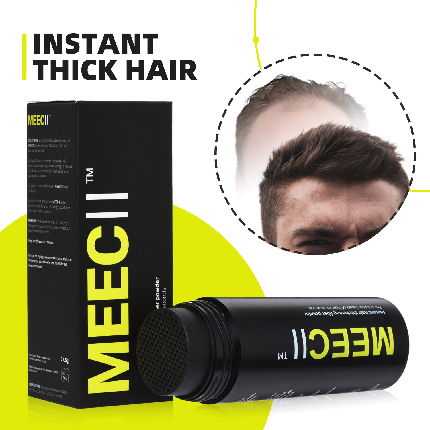 Meecii International Cosmetic (Shenzhen) Co., Ltd. MEECII Private Label 27.5G Hair Loss Treatment Fibre Powder Fully Hair Building Fiber
