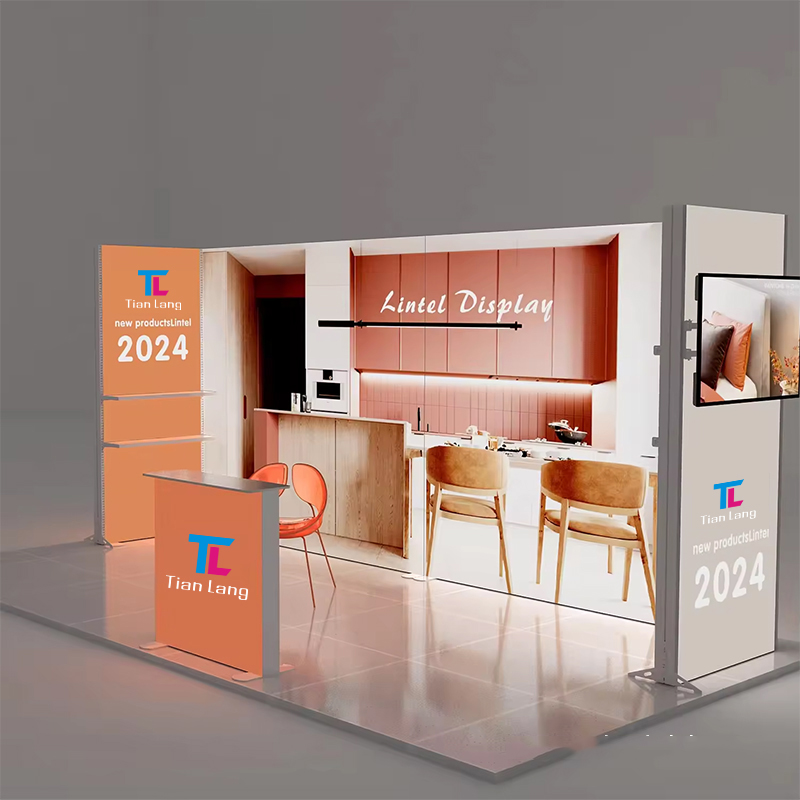Shenzhen Tianlang Advertising Media Co., Ltd. TianLang Agent Wanted Tradeshow Booth Fabric Double-Sided Light Box Stand With Storeroom Light Box Exhibition Booth