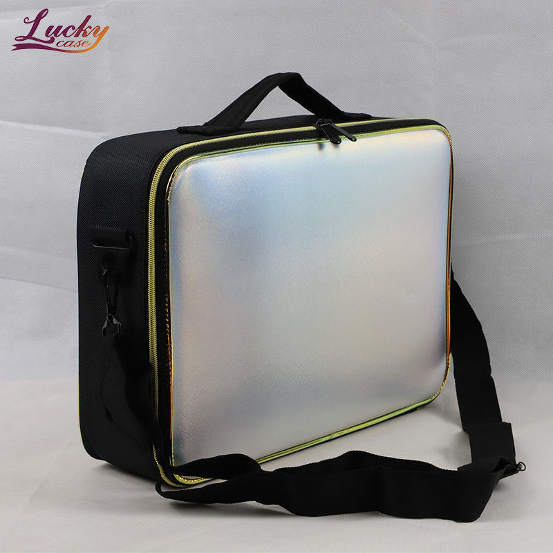 Foshan Nanhai Lucky Case Ltd. Hot Selling Fashionable Large Capacity Cosmetic Bag Professional Makeup Bag Women Beauty Organizer Cosmetic Case Laser